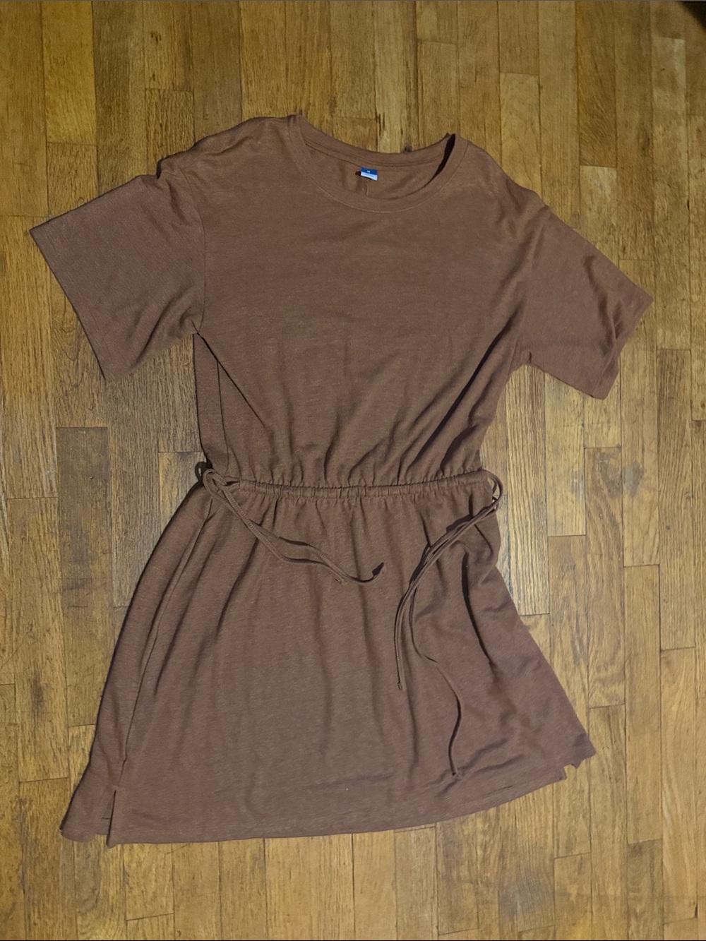 Old Navy Brown Short Sleeve Drawstring Waist Dress